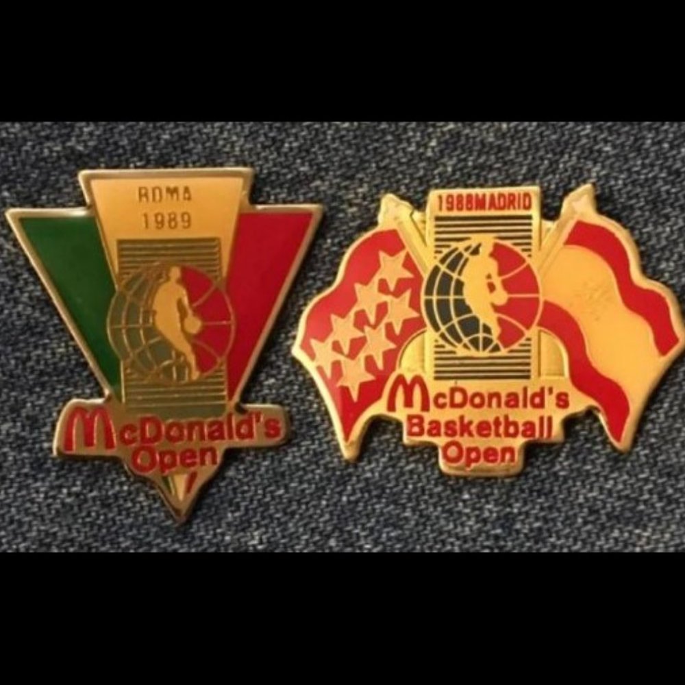 McDonald's Vintage Basketball Pins ~ Lot of 2 ~ NBA ~ 1988 Rome ~ 1989 Madrid